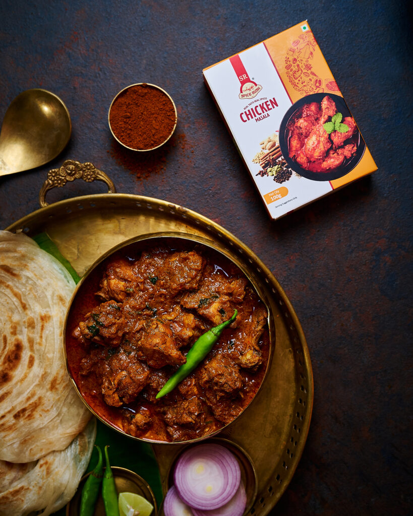 Paratha with chicken curry for a brand shoot in our studio for chennai product photographer